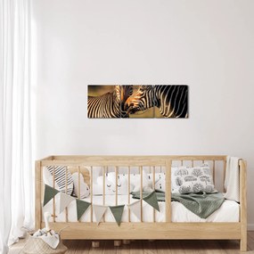 Kép - Két zebra (órával) (90x30 cm)