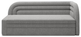Szürke buklé kinyitható-tárolóhelyes kanapé jobb oldali 223 cm Fabillo – ELTAP