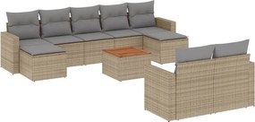 vidaXL 10 részes bézs polyrattan kerti ülőgarnitúra párnával