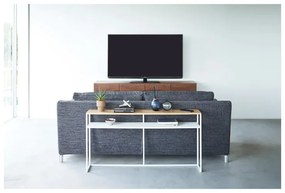 Fehér-világosbarna konzolasztal kőrisfa dekorral 20,5x126 cm Tower – YAMAZAKI