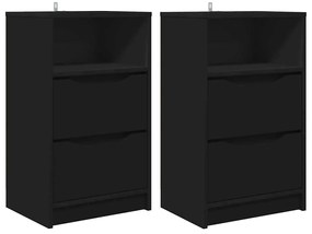 vidaXL Éjjeliszekrények fiókkal 2 pcs Fekete 40 x 30 x 467 cm Faanyag
