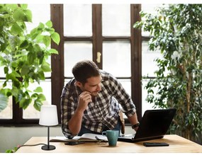 Fekete-fehér asztali lámpa textil búrával (magasság 30 cm) Eve – Fischer &amp; Honsel