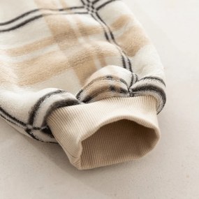 báránybunda hatású kapucnis, ujjas pléd PLAID, krém színű