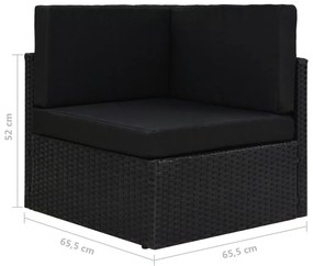 fekete polyrattan sarokkanapé-elem