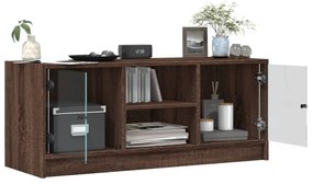 barna tölgyszínű TV-szekrény üvegajtókkal 102 x 37 x 42 cm
