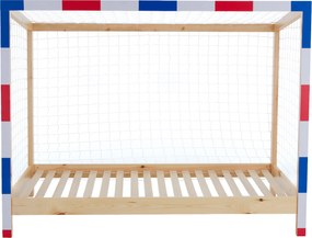 Montessori ágy, természetes/fehér/kék/piros, 90x200, FUTAL