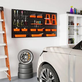 Fém szerszámtároló 9 rekesszel és akasztókkal