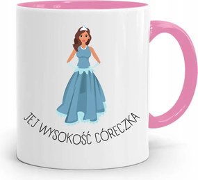 Rózsaszín Bögre Ajándék Lányának Magasság Lánya fényképes nyomattal