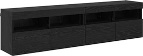 vidaXL TV Fali Szekrények 2 pcs Fekete tölgy 80 x 30 x 40 cm Faanyag