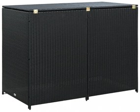 fekete rattan dupla tároló gurulós kukához 148 x 80 x 111 cm