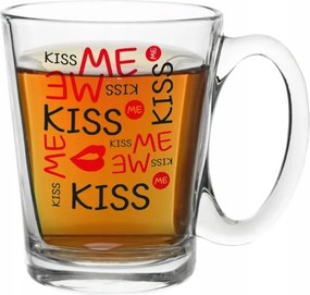 Üvegpohár füllel Leon Kiss Me 300 ml Valentin Napi Ajándék