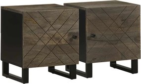 vidaXL 2 db fekete tömör mangófa éjjeliszekrény 40 x 33 x 46 cm