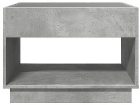 betonszürke végtelen hatású LED-es dohányzóasztal 70x50x50 cm