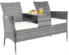 Casaria® Kerti rattan pad 143x55x88cm - szürke