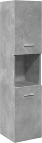 vidaXL betonszürke szerelt fa függő fürdőszobaszekrény 30x30x130 cm