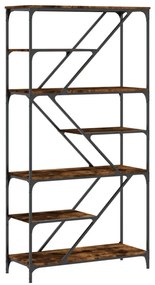 füstös tölgy szerelt fa és acél könyvespolc 91x36x176 cm