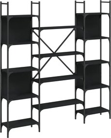 vidaXL fekete szerelt fa könyvespolc 155,5 x 24 x 166,5 cm