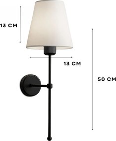 Fali lámpa szövet búrával, fekete-bézs