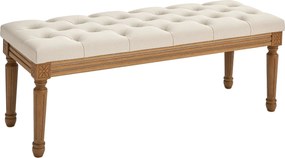 HOMCOM Pad, Kárpitozott Pad Vászon Hatással, Fa Lábbal, Ágytámla Pad a Hálószobához, Nappalihoz, Előszobához, 120 x 41 x 48 cm, Krém | Aosom