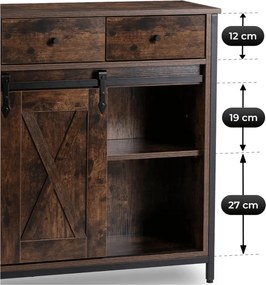 Komód 70 cm rusztikus tölgy/fekete – COLE