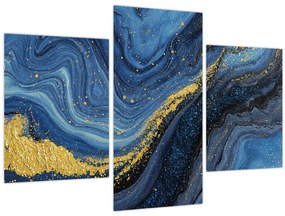 Kép - Kék-arany absztrakció (90x60 cm)