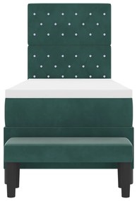 Box Spring Ágy Matraccal &amp; Paddal Sötét Zöld 80x200 cm Bársony