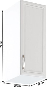 Felsőszekrény G30, jobbos, fehér/sosna Andersen, SICILIA