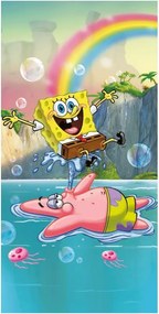 Pamut gyerek fürdőlepedő 70x140 cm Sponge Bob "Tropical Duo" – Jerry Fabrics
