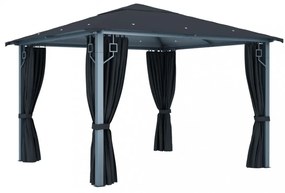antracitszürke alumíniumpavilon függönnyel 300 x 300 cm