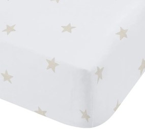 Fehér-bézs gumis pamut gyerek lepedő babaágyhoz 70x140 cm Mini Star &amp; Stripes – Bianca