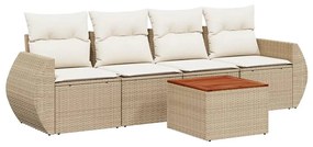 5 részes bézs polyrattan kerti ülőgarnitúra párnákkal