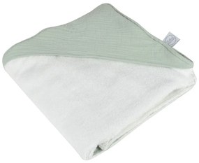 Zöld muszlin kapucnis gyerek törölköző 75x75 cm – Bébé Douceur