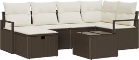 vidaXL Kerti Kanapé Szett párnával tárolóval 7 pcs Barna Poli rattan
