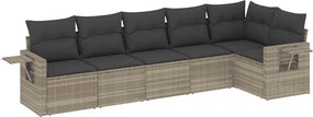 vidaXL 6 részes világosszürke polyrattan kerti ülőgarnitúra párnákkal