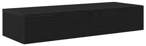 Falipolc fiókokkal fekete 100x36x19 cm műszaki fa