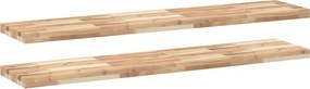 vidaXL 2 db kezeletlen tömör akácfa függőpolc 120 x 30 x 4 cm