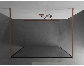 Mexen Kioto, Walk-In zuhany paraván 130 x 200 cm, 8 mm üveg fekete mintás, réz matt profil, 800-130-002-65-70