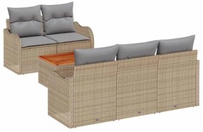 vidaXL Kerti Kanapé Szett párnával 6 pcs Bézs polirattan