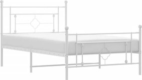 vidaXL fehér fém ágykeret fej- és lábtámlával 107 x 203 cm