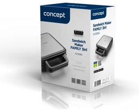 Concept SV3080 - FAMILY 3 az 1-ben pirító 1200W/230V fekete/acél