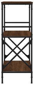 3 szintes barna tölgy szerelt fa könyvespolc 56 x 35 x 90,5 cm