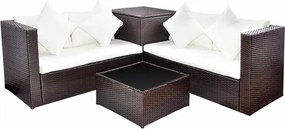 vidaXL 4 részes barna polyrattan kerti bútorszett párnákkal