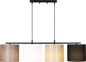 Valiz 4721 fekete-fehér-krém-barna fém és szövet függőlámpa, 110 x 25 cm, 4 izzós