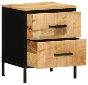 Éjjeli Szekrények 2 db 40x35x50 cm Tömör Fából Készült Rusztikus Mangófából