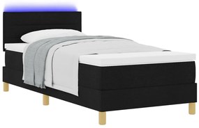 Fedett rugós ágy matraccal &amp; LED világítással Fekete 90x200 cm Szövet
