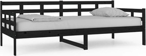 vidaXL fekete tömör fenyőfa kanapéágy 90x200 cm