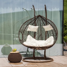 Függő dupla fotel, réz/barna/bézs, DALVEA 2 NEW