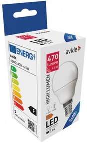 LED izzó, E14, kisgömb, G45, 4,5W, 470lm, 6400K, AVIDE (AVLED023)