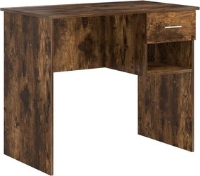 vidaXL Asztal fiókkal polcokkal Füstölt tölgy 90 x 49 x 75 cm Faanyag