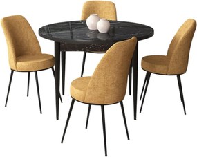 Tor étkezőgarnitúra, fekete márvány-cappuccino, 90 cm